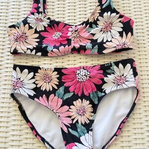 Abercrombie & Fitch Kids Floral Bikini - Black, Pink, and White